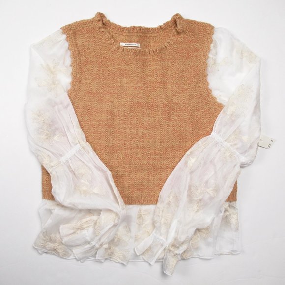 By Anthropologie Layered Sweater Vest Neutral Brown - Large - Picture 5 of 12